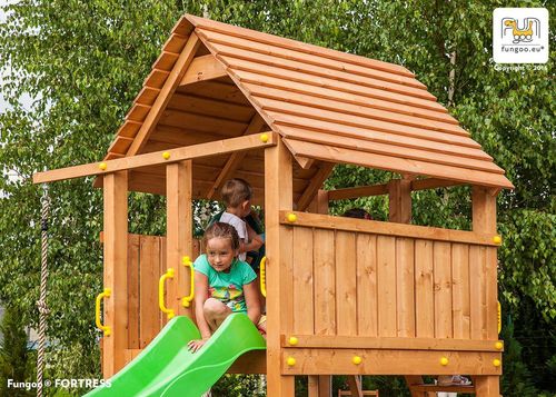 купить Детская площадка Fungoo Maxi Set JOYFUL CASTEL (My_Space_XL Fortress Toybox Rainbow) teak painted в Кишинёве 