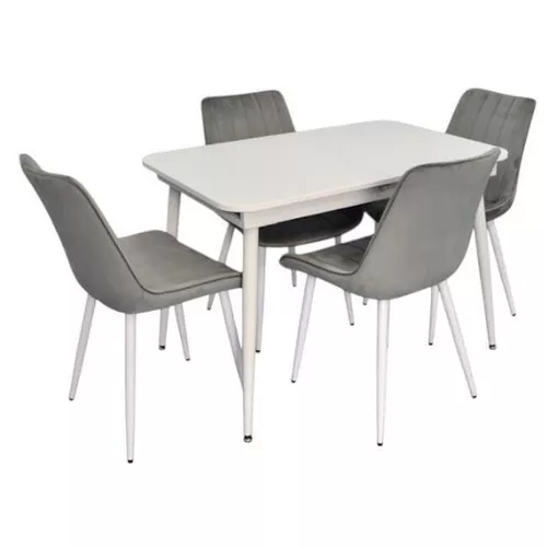 купить Комплект стол и стулья Evelin di Costacurta стол DT-531R Wh + 4 стула YTC-055Wh blu-13 (Light grey) в Кишинёве 
