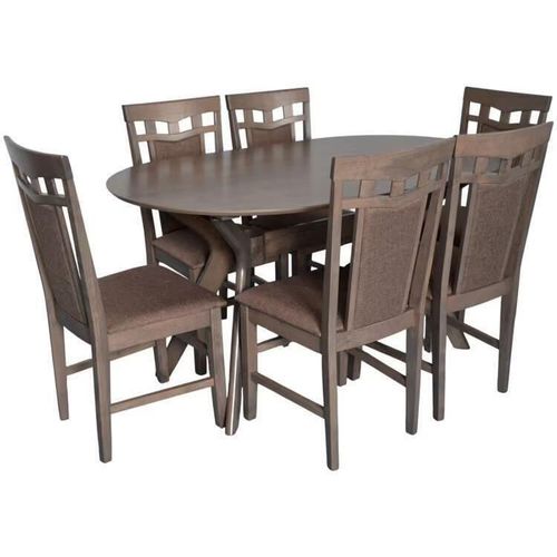 купить Комплект стол и стулья Evelin di Costacurta стол Raffles Oval Antique Grey + 6 стульев Deepa R Antique Grey/Ekea12 Dark Brown в Кишинёве 