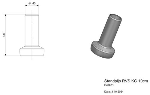 купить Сифон для кухонной мойки Reginox R38574 Outlet Pipe KG 10cm в Кишинёве 