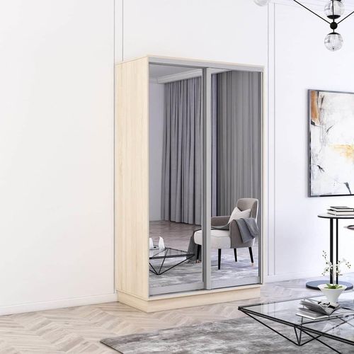 купить Шкаф Mobildor-Lux Раздвижные зеркальные двери Fox (100x60x210H см) Sonoma в Кишинёве 