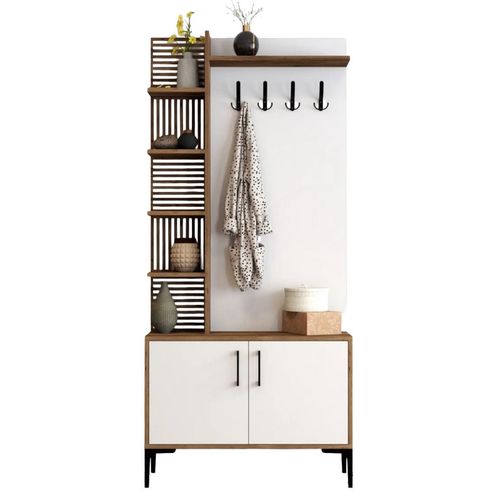 cumpără Mobilă pentru antreu Trendy Viyana D, Nuc, Alb 90x200x35cm (GTR001346) în Chișinău 