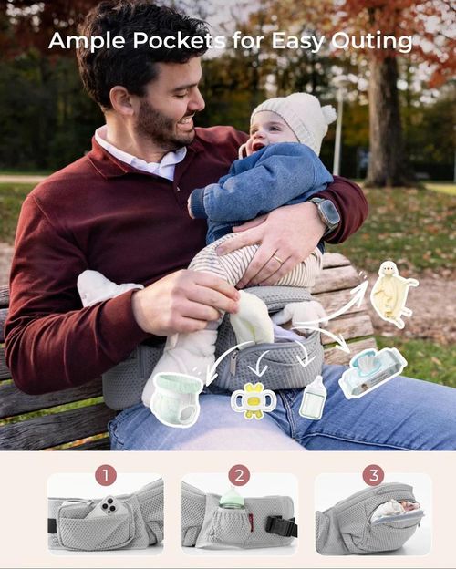 купить Кенгуру Momcozy HC014-GR00NB-B Marsupiu cu sezut pe sold Air Mesh-Grey в Кишинёве 