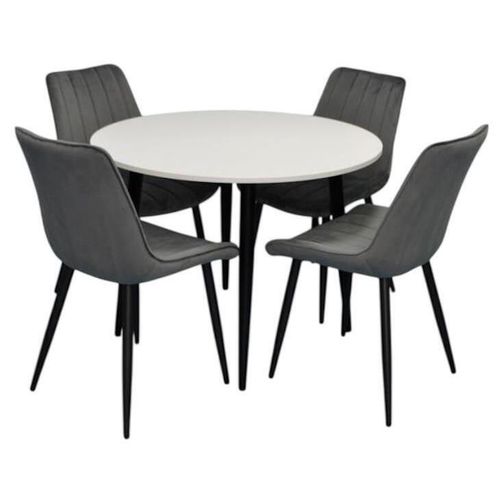 купить Комплект стол и стулья Evelin di Costacurta стол DT-402-3B + 4 стула YTC-055B, BLU-14 Dark grey в Кишинёве 