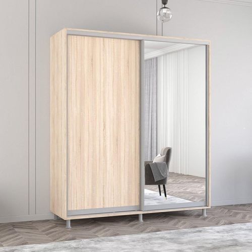 купить Шкаф Mobildor-Lux Арон с раздвижными дверцами из зеркала и ДСП (200x60x220H см) Sonoma в Кишинёве 