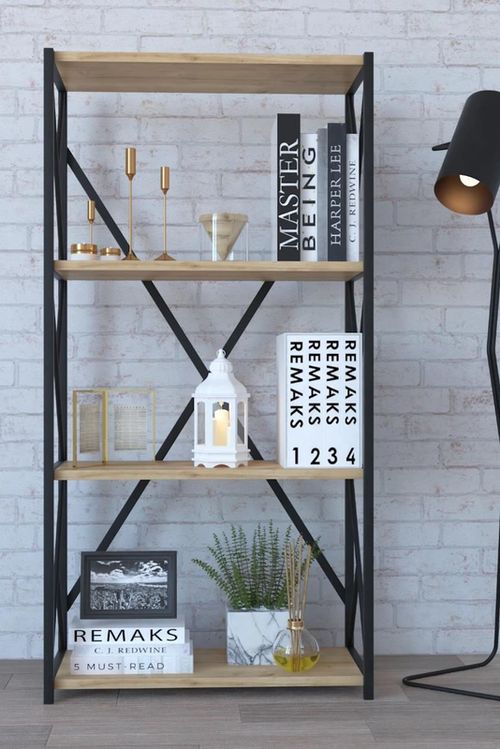купить Стеллаж Remaks 4 Shelf Metal Oak в Кишинёве 