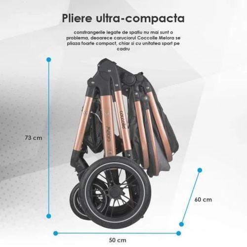 cumpără Сărucior pentru copii Coccolle Melora Diamond Black, 3in1 cu landou transformabil în Chișinău 