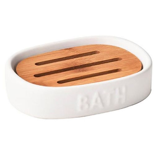 купить Аксессуар для ванной Tendance 46295 Bath Bathroom белая керамика+бамбук в Кишинёве 