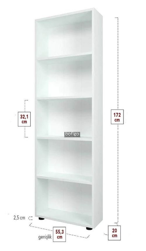 купить Офисный стеллаж Nex Home Chipboard, 55x20x172 см, Белый (15-02-01) в Кишинёве 