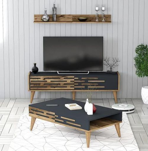 купить Стенка Trendy Valensiya-140, орех антрацит (комплект мебели для гостиной) (GTR001249) в Кишинёве 