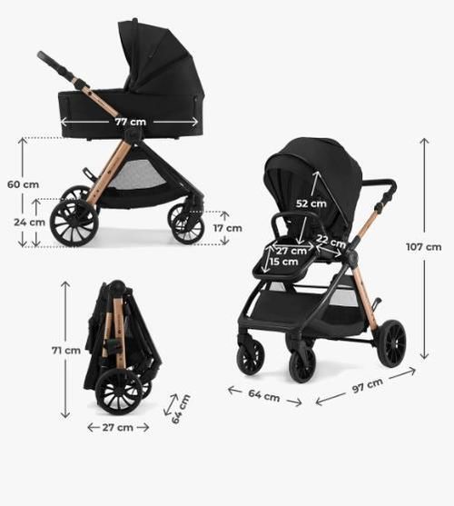 cumpără Сărucior pentru copii KinderKraft 2в1 Vesto 2 KSVEST02BLK2000 Black în Chișinău 