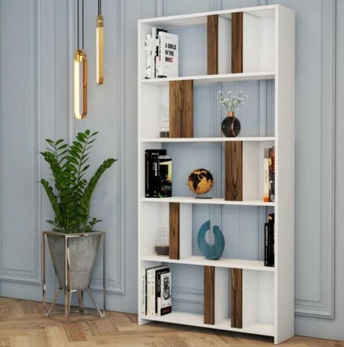 cumpără Raft de birou Trendy Lima, Alb, Nuc 90x180x20cm, raft de carti în Chișinău 