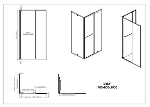 cumpără Cabină de duș miscellaneous GRSF 80x110x200 BRUSHED MATTE NICKLED 8mm în Chișinău 