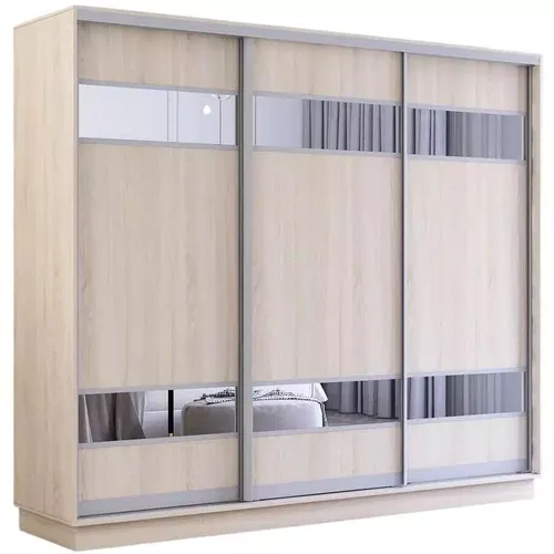 cumpără Dulap Mobildor-Lux Fox uși glisante din PAL cu elemente din oglindă (250x60x200H cm) Sonoma în Chișinău 