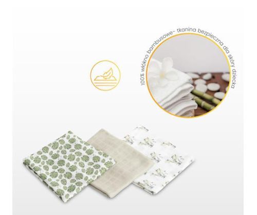 купить Аксессуар для пеленания Sensillo 0805 Набор пеленок 3шт Bamboo Elephant 70x80 (0414) в Кишинёве 