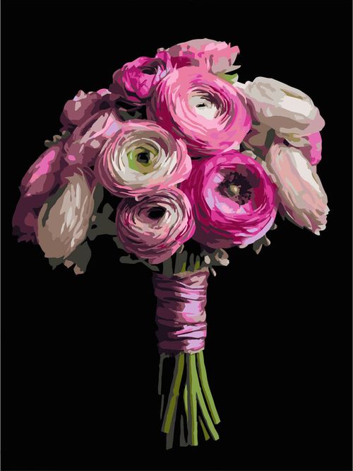 cumpără Tablou pe numere Strateg 58064 Buchet roz 40x50cm (fundal negru) în Chișinău 