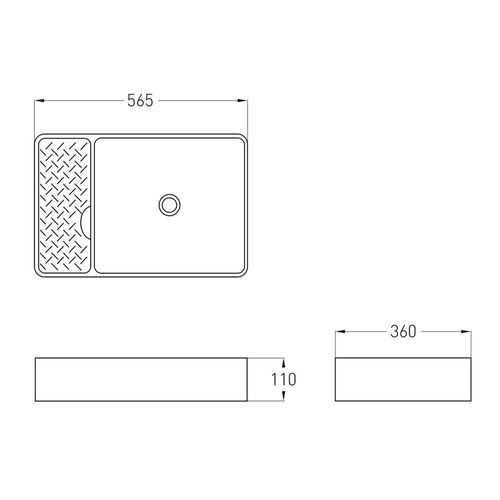 Lavoar dreptunghiular blat 56,5*36*11cm fara orificiu pentru robinet Volle DIOS 4 