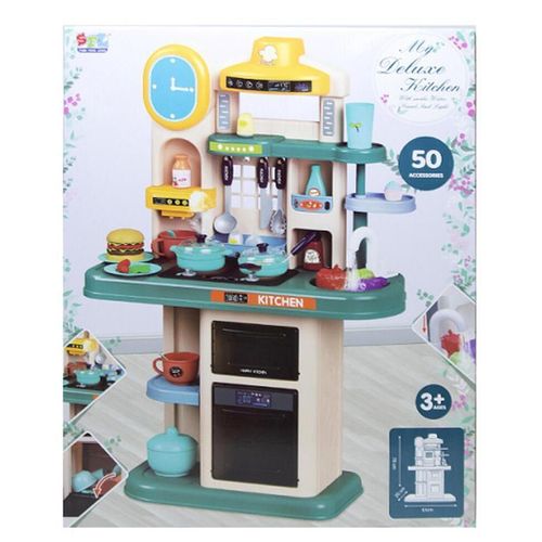 купить Игрушечная кухня и посуда New World 16865C Bucatarie cu aragaz si chiuveta, cu lumina si sunet, culoare turcoaz, cod 612026 в Кишинёве 