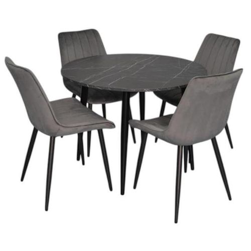 купить Комплект стол и стулья Evelin di Costacurta стол DT-402-6B + 4 стула YTC-055B, BLU-14 Dark grey в Кишинёве 