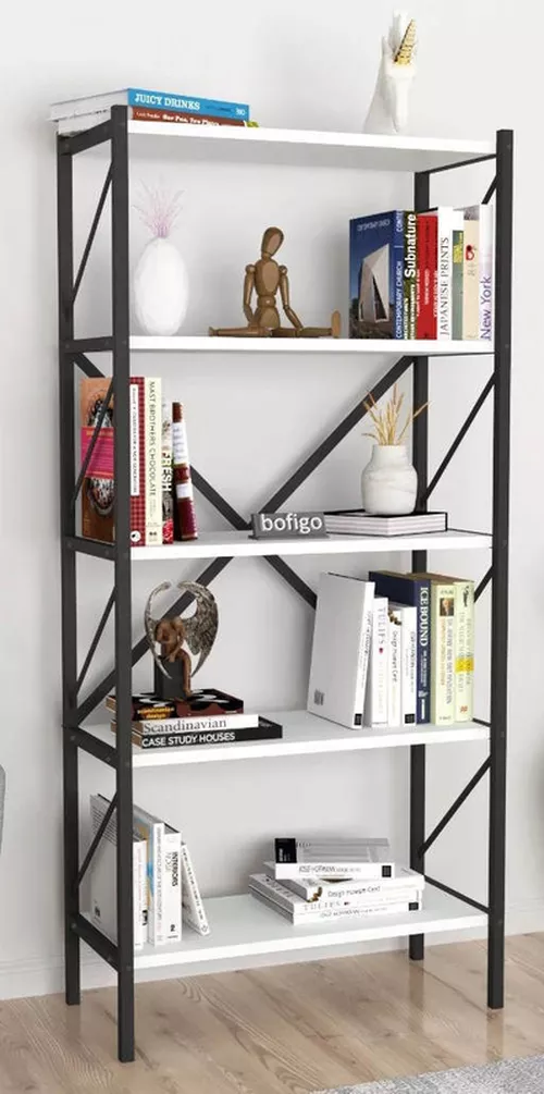 купить Офисный стеллаж Nex Home Книжный шкаф, 5 отделений, 66x34x157 см, Белый (15-01-01) в Кишинёве 