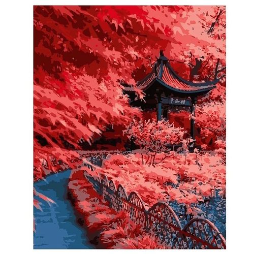 купить Картина по номерам Strateg R 8 /28 (DY275)(41966) Frunze roșii Japoneze, 40x50 cm в Кишинёве 