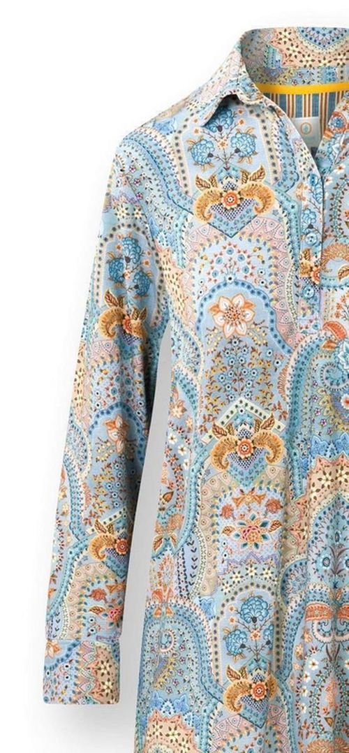 купить Домашний текстиль Pip Studio 51.503.680 Daaltje Long Sleeve Nightdress Jabali Blue L Blue в Кишинёве 