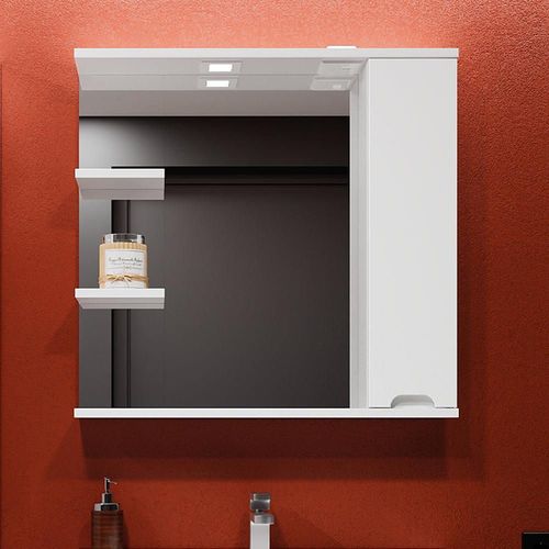 купить Зеркало для ванной Bayro Etna 1000x750 правый, белый мат в Кишинёве 