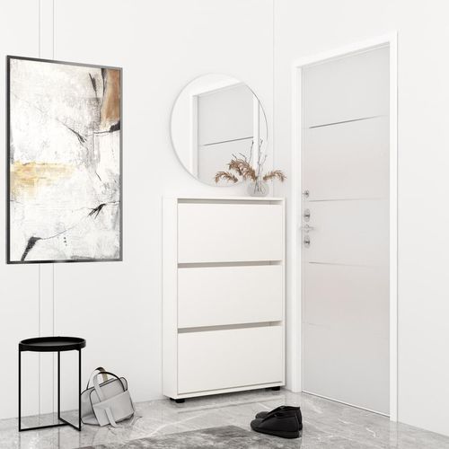 купить Полка для обуви Mobildor-Lux Leo Slim 50x16x125H cm White в Кишинёве 