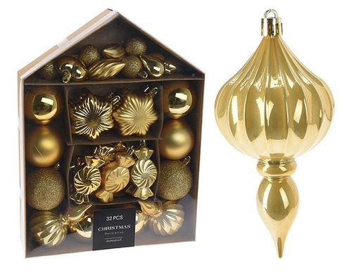 купить Новогодний декор Promstore 36982 Set decoratiuni pentru brad Campagne, 32buc, cutie в Кишинёве 