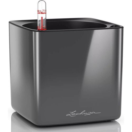 купить Цветочный горшок Lechuza Cube Glossy 16, Charcoal в Кишинёве 