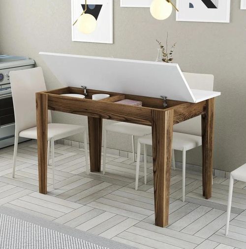 cumpără Masă Trendy Kiev 505-Nuc, Alb 110x75x72cm în Chișinău 