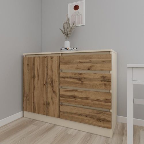 купить Комод Smartex (16095) Т2 120cm Ivory+Stejar Inchis в Кишинёве 