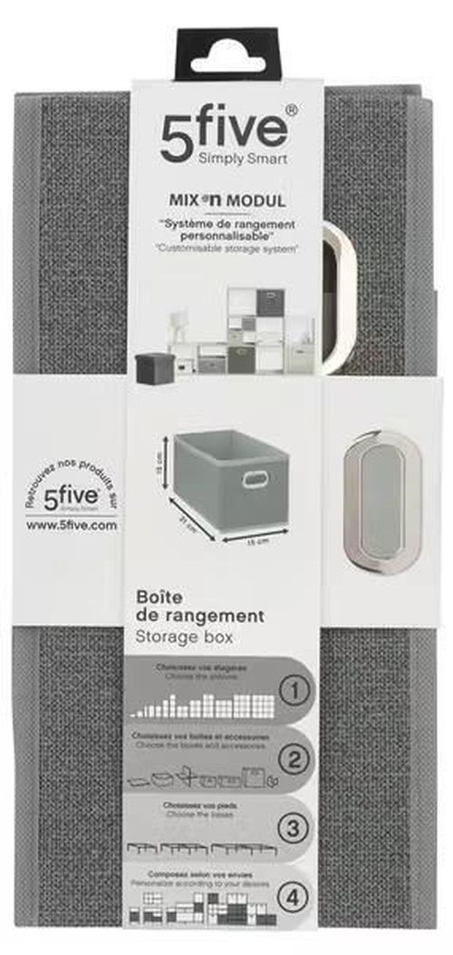 cumpără Cutie depozitare 5five 56158 Mix N Modul 15x31x15cm, gri deschis în Chișinău 