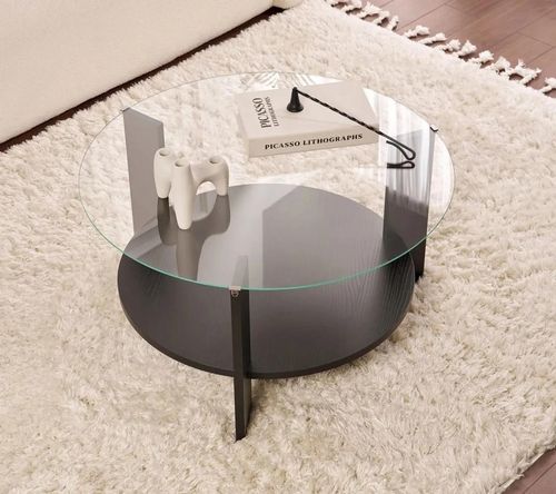 купить Журнальный столик Trendy Clara, Masuta de cafea, Wood Black, Transparent, 75x40x75cm в Кишинёве 