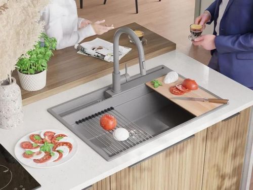 купить Мойка кухонная Primagran Oslo 80 Pocket Multilevel Grey + accesorii 530x780 MOHKW в Кишинёве 