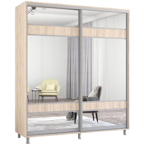cumpără Dulap Mobildor-Lux Aron cu uși glisante cu oglindă zebra (180x60x240H cm) Sonoma în Chișinău 