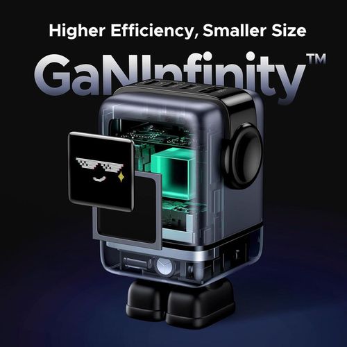 купить Зарядное устройство сетевое Ugreen 45515B Nexode Robot GaN Charger USB-A+2*USB-C 100W, Black в Кишинёве 