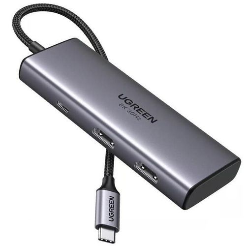 купить Переходник для IT Ugreen 15852 HUB 6in1 USB-C to 2*HDMI(8K@30Hz)+2*USB-A3.0+USB-C3.0+PD(100W), CM498, Space Gray в Кишинёве 