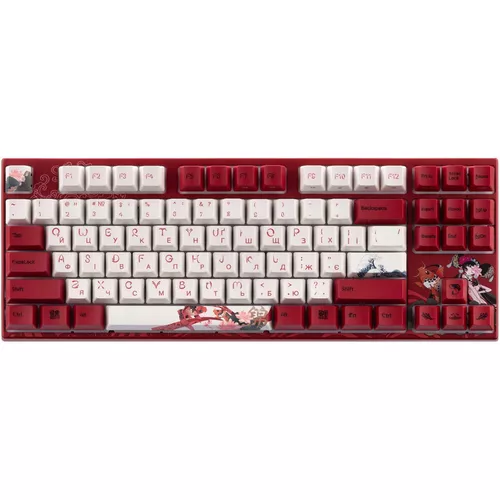 купить Игровая клавиатура Varmilo VEM87 Koi 87Key, EC V2 Rose, EN/UKR, White Led, Red в Кишинёве 