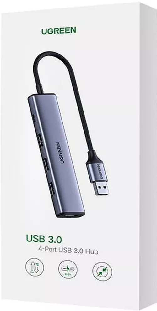 купить USB Hub Ugreen 20805 HUB 4in1 USB 3.0 to 4*USB-A 3.0 CM473, Silver в Кишинёве 