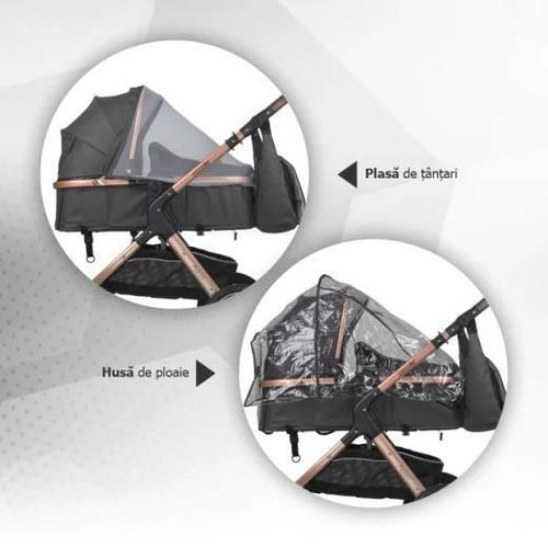 cumpără Сărucior pentru copii Coccolle Melora Diamond Black, 3in1 cu landou transformabil în Chișinău 