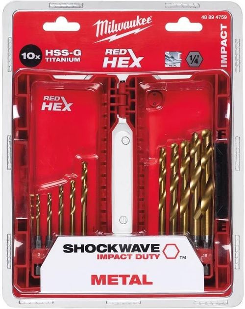 купить Сверло Milwaukee 48894759 набор свёрл Shockwave HSS-G TiN Red Hex 3-10мм в Кишинёве 