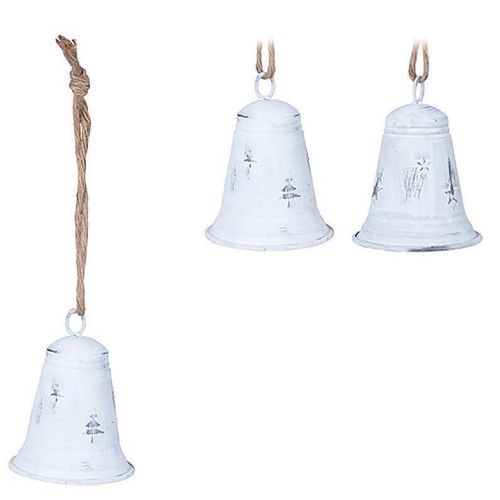 cumpără Decor de Crăciun și Anul Nou Promstore 54232 Clopotel decorativ metalic 13x10cm, alb, cu sfoara în Chișinău 