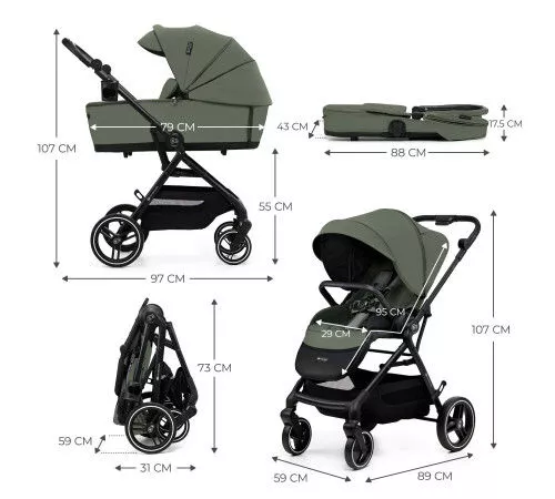 Carucior 2 in 1 KinderKraft Yoxi Green 