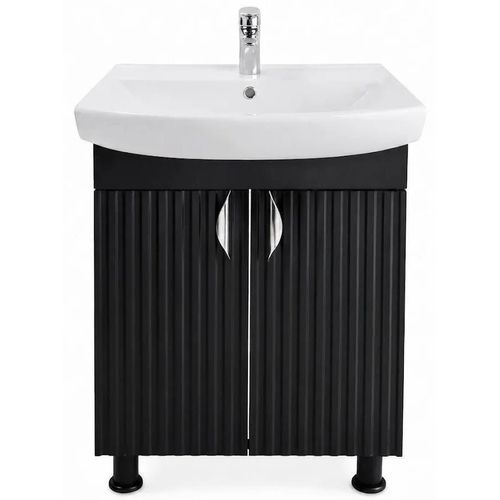 купить Шкаф под умывальник Mashtab 12467 Aqua (CL) cu 2 uși 600x370x850 Negru mat в Кишинёве 