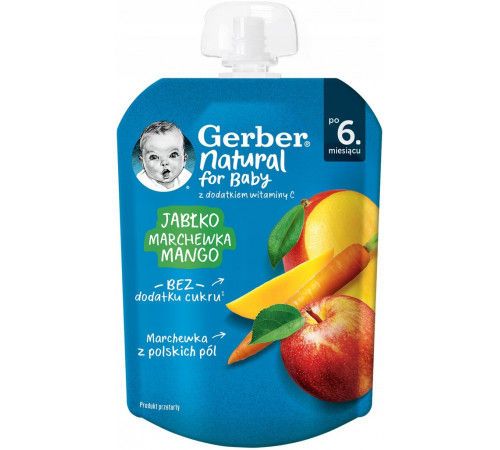 Пюре Gerber Яблоко, манго и морковь (6+ мес) 80 г 