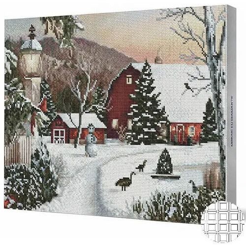 купить Картина по номерам Art Gallery QB203014 Mozaic cu diamante patrate 40x50cm Iarna la ranch в Кишинёве 