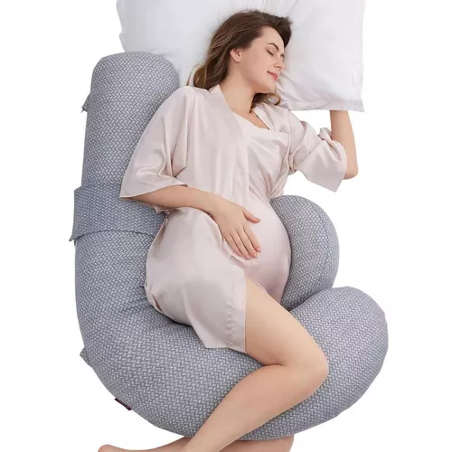 cumpără Pernă pentru gravide și mame care alăptează Momcozy PP006-GR00NB-C Perna pentru maternitate in forma F Air Layer Grey în Chișinău 