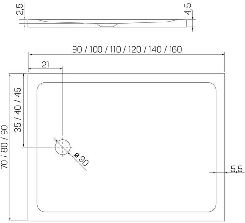 купить Душевой поддон New Trendy Tray Mild Rectangular White 120x80x4,5 mm B-0635 в Кишинёве 