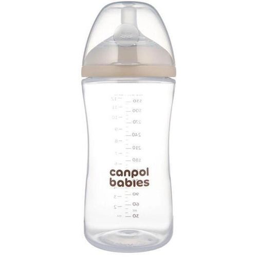 cumpără Cană cu pai Canpol 35/402 Sticlă cu formă naturală și tetină cu două zone, 330 ml în Chișinău 